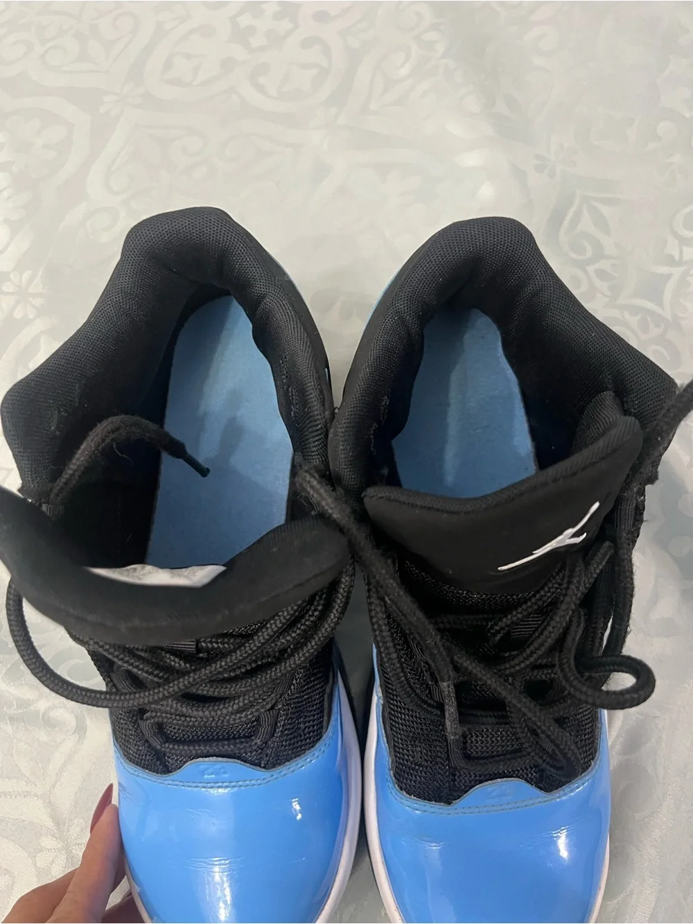Jordan Black and Light Blue High-Top Sneakers size 6